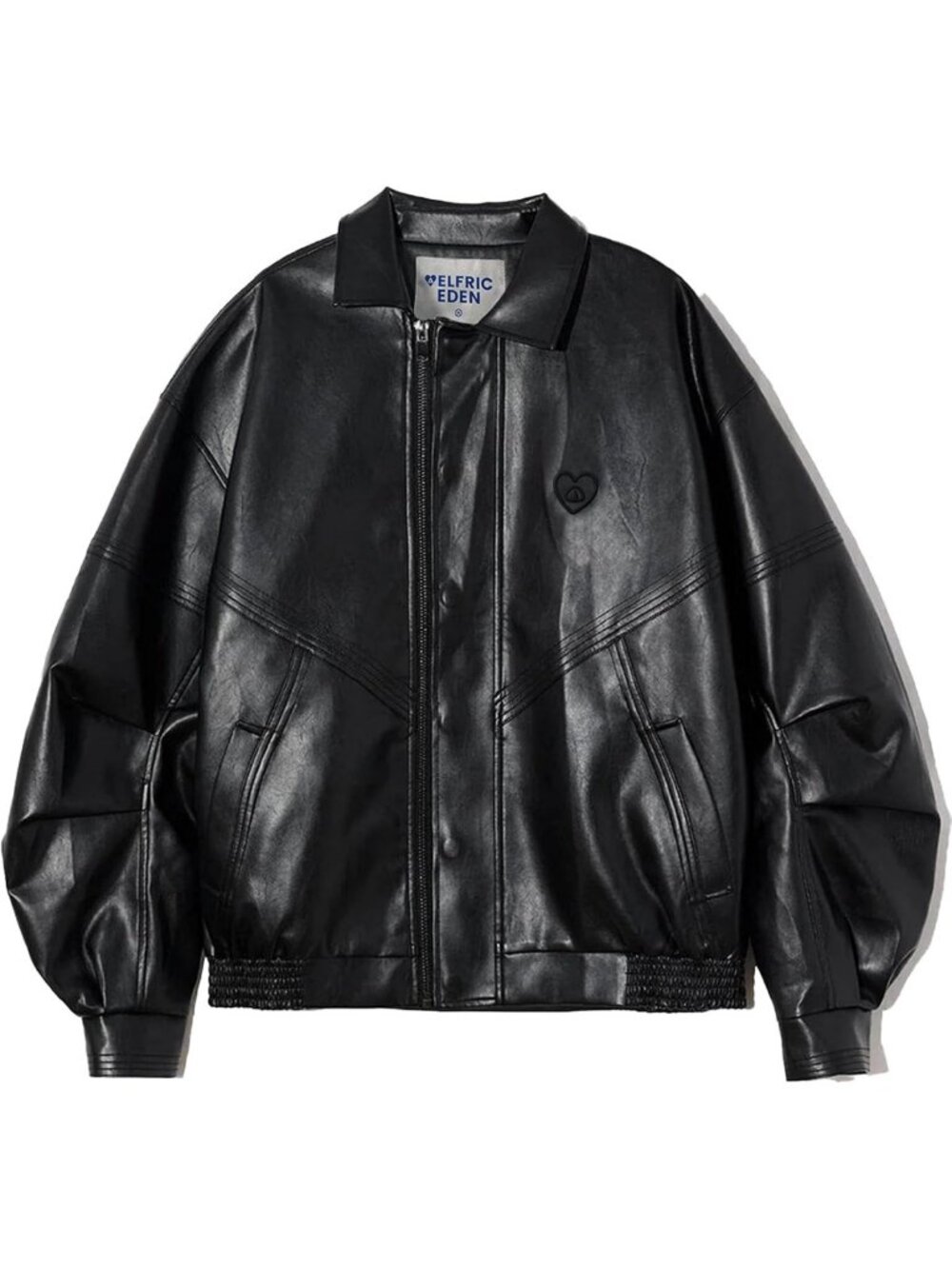 Oversized Y2K Faux Leather Motorcycle Bomber Jacket for Women - Biker Coat